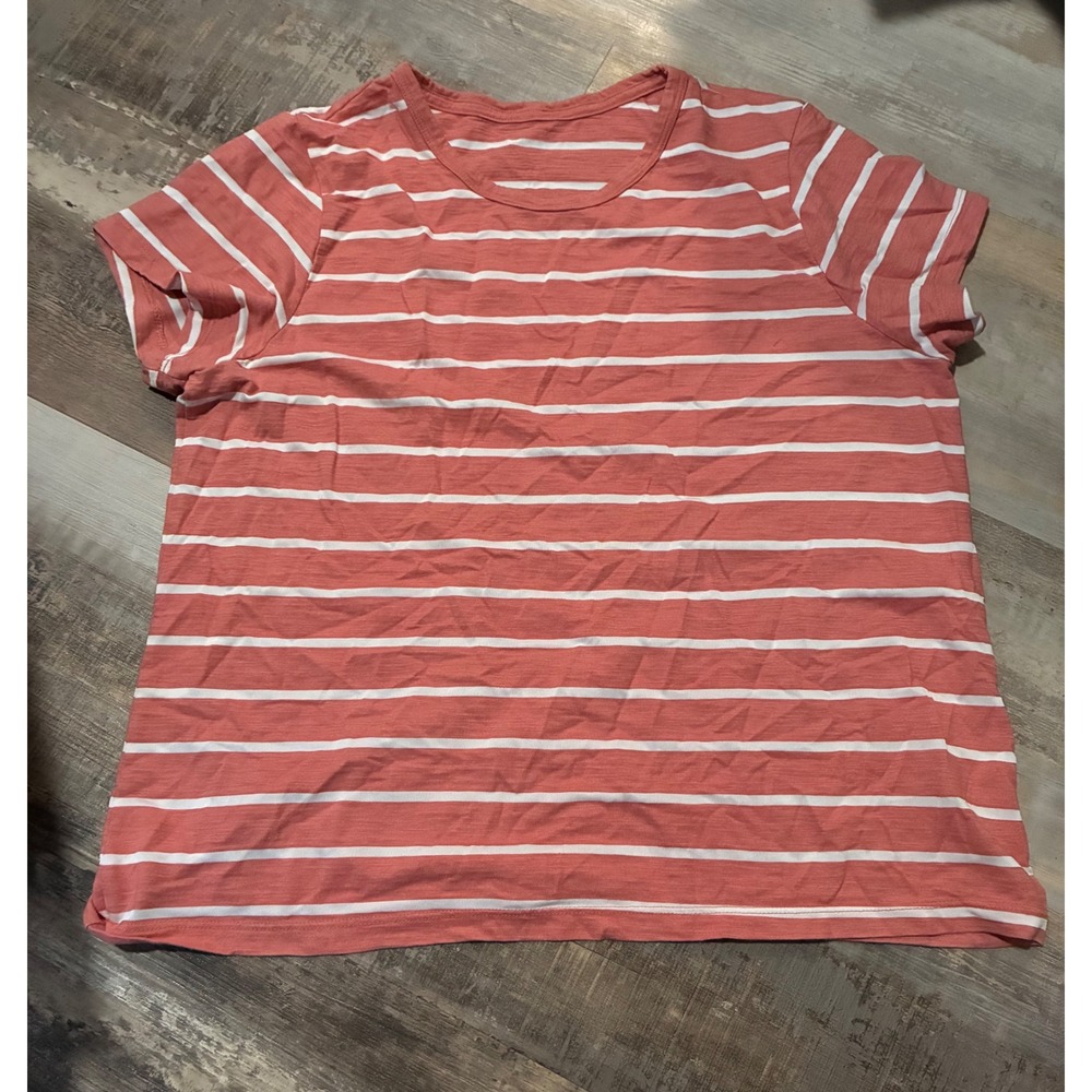 Target Coral Pink White Striped Short Sleeve Crewneck Tee XXL 20